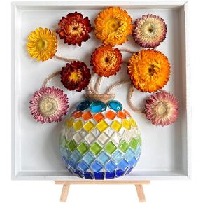 CIRIRE Vase Mosaic Painting Kit, DIY Mosaic Arts and Craft Kits with Vase Real Flower Mosaic Accessories, Handmade Sticker Painting Gem Art Kit for Adults Room or Home Decor