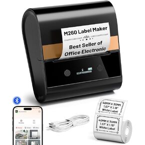 Memoking Sticker Maker Machine - 3 Inch Large Label Maker Machine for Small Business/Retail, for Barcode, Address, Home Use, QR Codes, Bluetooth Thermal Printer for Phones & PC, with 100 Labels