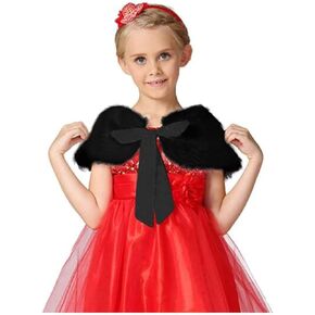 BXT Flower Girls Faux Fur Princess Cape Winter Warm Shoulder Wrap Ribbon Ties Wedding Birthday Party Dress Costume