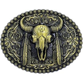 Western Belt Buckle Vintage Cowboy Rodeo Longhorn bull Belt Buckles for Men