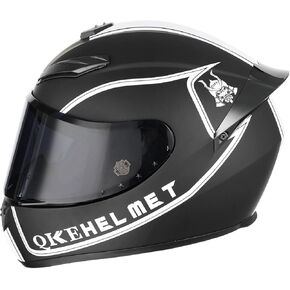 QK111 Compact Lightweight Full Face Motorcycle Street Bike Helmet with Extra Tinted Visor DOT Approved
