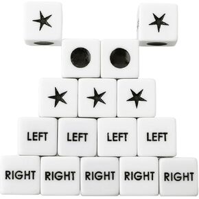 Amaxiu 16 Pcs Left Right Center Dice,16mm Standard Size Dice Game Accessories Fun Left Right Center Games Dice for Adults and Family Party Entertainment