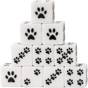 Abaodam 10pcs D6 Dice Set, Dogs Paw 6 Sides Standard Dice 6 Sided Dice Party Supplies for DND Wow Tabletop Games 16mm