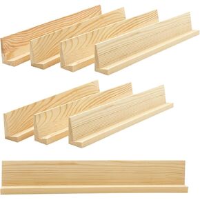 8 Pack Wooden Domino Racks 13.3 Inches Unfinished Wood Tiles Holders Natural Wood Racks