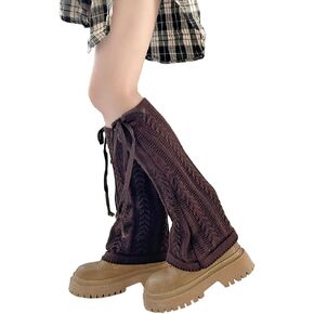 YELAIVP Women's Leg Warmers Knit Kawaii Y2K Harajuku Leg Warmers with Adjustable String for Women Lolita Accessories