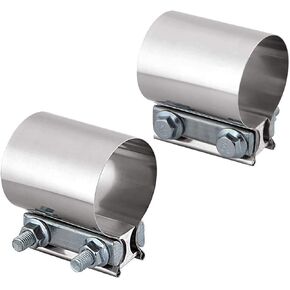 2.5 Inch Exhaust Clamp, Exhaust Clamps 2.5 Inch Stainless, Automotive Replacement Exhaust Clamps for 2.5" OD Exhaust Pipe, Muffler Connection(2 Pack)