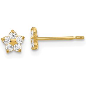 14K الصلبة الذهب الأصفر مكعب زركونيا تشيكوسلوفاكيا ستار أقراط in Kuwait