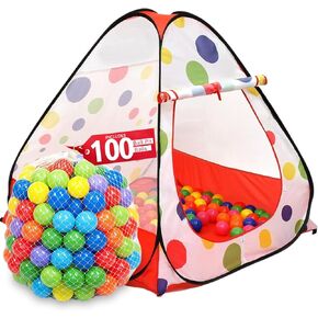Kiddey Kids Ball Pit Play Tent - 100 Ball Pit Balls Included - Pops up No Assembly Required - Use as a Ball Pit or As an Indoor/Outdoor Play Tent, (Ball Pit with Balls)