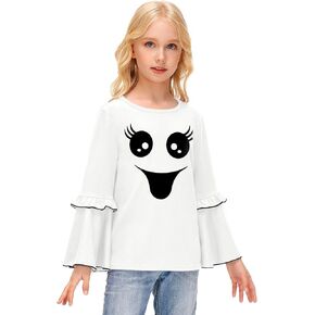 BesserBay Girls Halloween Long Bell Sleeve Crewneck Shirt 4-12 Years