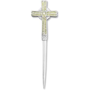 Letter Opener Cross Shape Vintage Pewter Metal Letter Opener Envelope Open Slitter, Silver Hand Letter Opener (Cross with Heart)
