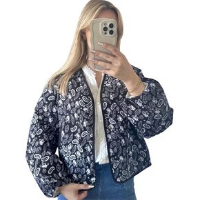 Women's Floral Print Vintage Lightweight Jacket Button Down Quilted Padded Coat Y2k Puffer Cardigan Fall Winter Outerwear