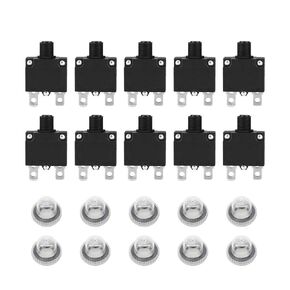 YWBL-WH 10 Pcs Current Overload Protector Circuit Breaker with Water-Proof 12V~250V 125/250Vac 50Vdc 50-60Hz(10A), Switch Socket