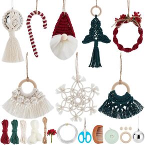 BEUNITONE عيد الميلاد DIY مجموعات الحرف Macrame للتعليق DIY Macrame عيد الميلاد الحلي 8 مجموعة مع تعليمات الشتاء Macrame ندفة الثلج عدة مجموعة Boho اليدوية Macrame ديكور المنزل حفل زفاف in Saudi Arabia