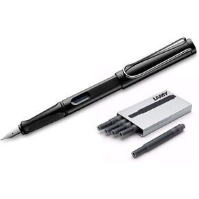 Lamy Safari Fountain Pen (14F) Sky Blue + 5 Black Ink Cartridges (O158944)