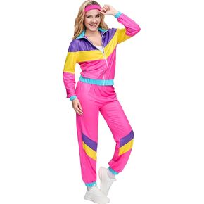 Spooktacular Creations Women 80s Costume Outfit, Adult Halloween 70s Workout Sportswear Costume for Halloween Costume Party