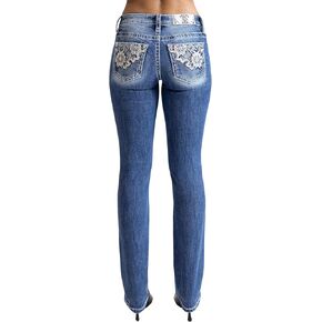 Miss Me Women's Aztec Print Mid-Rise Straight Jeans