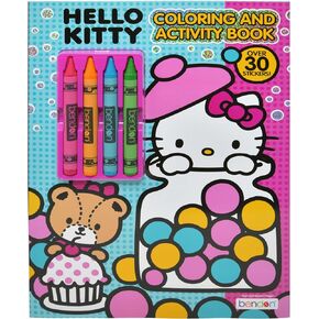 Bendon Hello Kitty Coloring and Activity Book with 4 Crayons, Kawaii Kitty