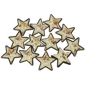 12pcs Sequined Decorative Patches Star Pattern Sticker Various Fabric Clothes Motif Decorated Sewing Supplies DIY Decoration Clothing Sew Sticker Craft Accessories
