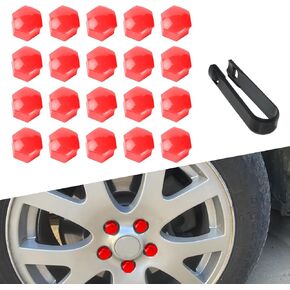 21 PCS Car Hub Protective Cap, Anti-Theft Bolt Lug Nut Cover with Extraction Clip, Plastic Nylon Anti-Rust Dustproof Tire Screw Cap for Cars (Black)