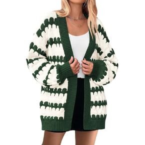 BTFBM Womens Open Front Cardigan Sweater 2024 Fall Winter Long Sleeve Loose Color Block Chunky Cable Knit Outerwear Coat