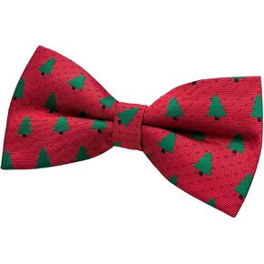 Retreez Red Christmas Woven Pre-tied Bow Tie with Christmas Trees Pattern (5")