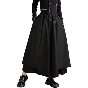 ellazhu Women's Oversized Irregular Drop Crotch Wide Leg Hakama Drawstring Harem Pants GZ163