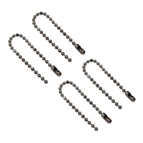 YOKIVE 4 Pcs Ball Chain, Bead Extension Keychain Cord with Connector Clasp Accessories Decoration Making, Great for Art, Handmade, DIY (Black, 3.94-Inch)