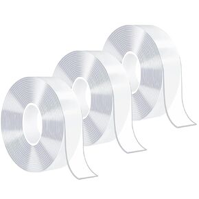 Double Sided Tape Heavy Duty 30FT×0.5inch, Multipurpose Removable Sticky Extra Strong Adhesive Nano Tape Washable Waterproof for Home Office Outdoor Deco, Pack of 3