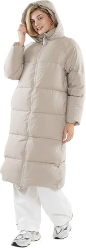 Extra Long Puffer Jackets for Women, Hooded, Thicken Warm Winter Jacket, Water Repellent, Two-Way Zipper Winter Coat in Saudi Arabia