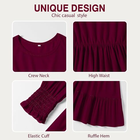 Girls Long Sleeve Dress A Line Fall Winter Dresses Ruffle Hem Kids Casual Holiday Christmas Dress in Saudi Arabia