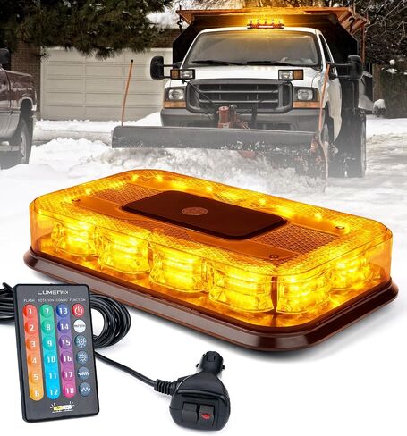 LUMENIX LED Roof Top Strobe Beacon Light Bar Rooftop Security Warning Emergency Flashing Plow Lights for Construction Vehicles Tow Commercial Trucks Postal Cars Snowplow - Amber White in Saudi Arabia