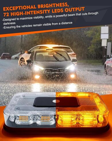 LUMENIX LED Roof Top Strobe Beacon Light Bar Rooftop Security Warning Emergency Flashing Plow Lights for Construction Vehicles Tow Commercial Trucks Postal Cars Snowplow - Amber White in Saudi Arabia