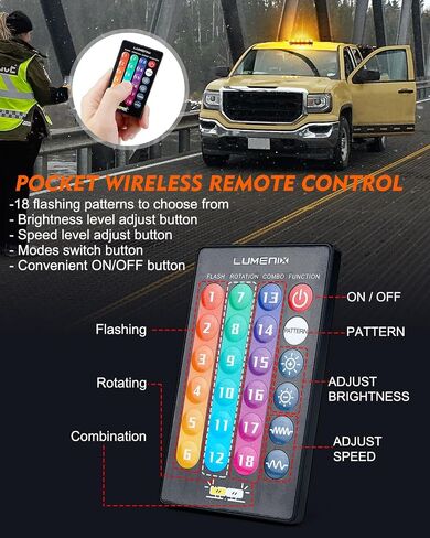 LUMENIX LED Roof Top Strobe Beacon Light Bar Rooftop Security Warning Emergency Flashing Plow Lights for Construction Vehicles Tow Commercial Trucks Postal Cars Snowplow - Amber White in Saudi Arabia