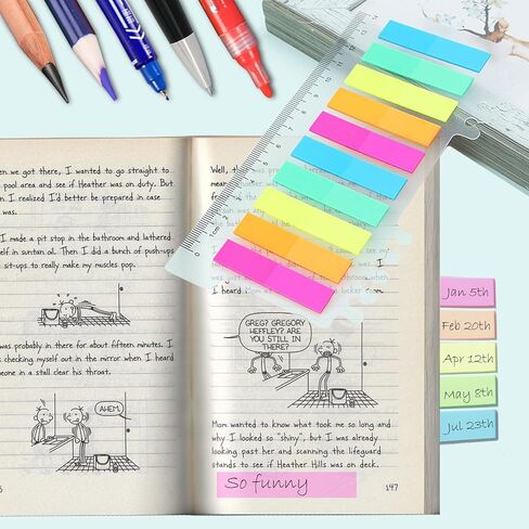 1000 قطعة من علامات تبويب الملاحظات اللاصقة الشفافة مع مسطرة، وعلامات تبويب مؤشرة ملونة لتعليق علامات الصفحة in Kuwait