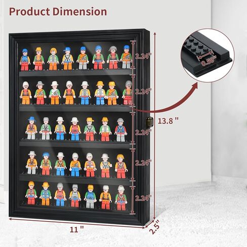حافظة عرض Minifigure لحافظة عرض Lego، حافظة عرض مصغرة مع زجاج مقسى عالي الدقة وأرفف قابلة للإزالة، حافظة عرض مجسمة للجدار والمكتب، باب قابل للقفل باللون الأسود in Kuwait
