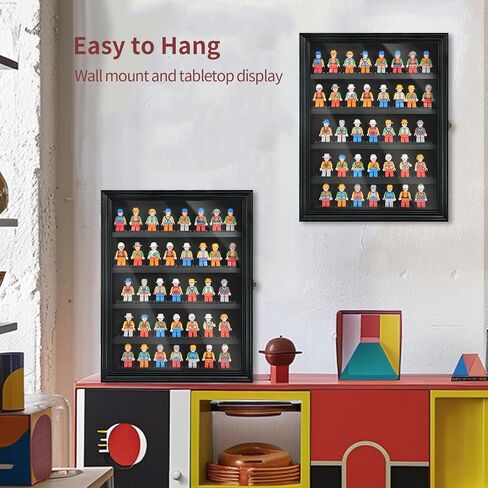 حافظة عرض Minifigure لحافظة عرض Lego، حافظة عرض مصغرة مع زجاج مقسى عالي الدقة وأرفف قابلة للإزالة، حافظة عرض مجسمة للجدار والمكتب، باب قابل للقفل باللون الأسود in Kuwait
