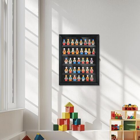 حافظة عرض Minifigure لحافظة عرض Lego، حافظة عرض مصغرة مع زجاج مقسى عالي الدقة وأرفف قابلة للإزالة، حافظة عرض مجسمة للجدار والمكتب، باب قابل للقفل باللون الأسود in Kuwait