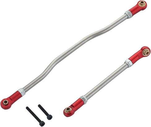 1/10 steering links 2Pcs Metal Adjustable Steering Linkage Servo Link Pull Rod for 1/10 RC Crawler Axial Capra 1.9 Unlimited Trail Buggy RTR upgrades accessories (1/10 Capra steering links Red) in Saudi Arabia