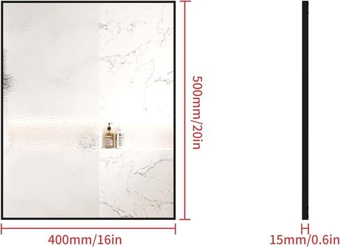 مرآة حائط كبيرة من بيوتمي مقاس 60 × 36 بوصة، مرآة حمام، مرآة زينة بإطار معدني، يمكن استخدامها لتزيين المنزل، مرآة مستطيلة للجدار، تعليق أفقي أو رأسي. (أسود) in Kuwait