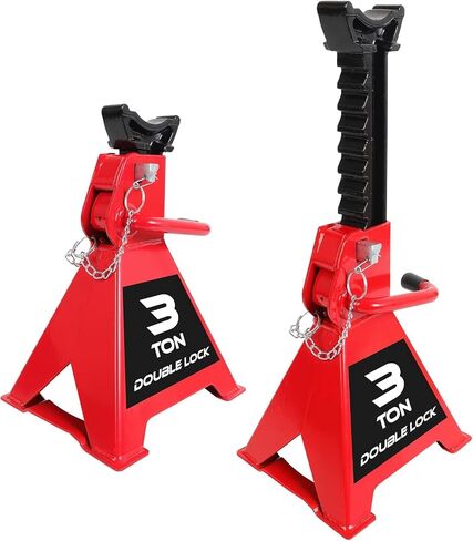 BIG RED Torin 3 Ton Steel Heavy Duty Jack Stands: Double Locking Pins - Red, 1 Pair (2 Pack) in Saudi Arabia