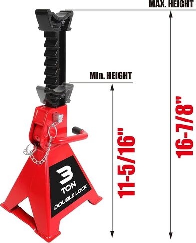 BIG RED Torin 3 Ton Steel Heavy Duty Jack Stands: Double Locking Pins - Red, 1 Pair (2 Pack) in Saudi Arabia
