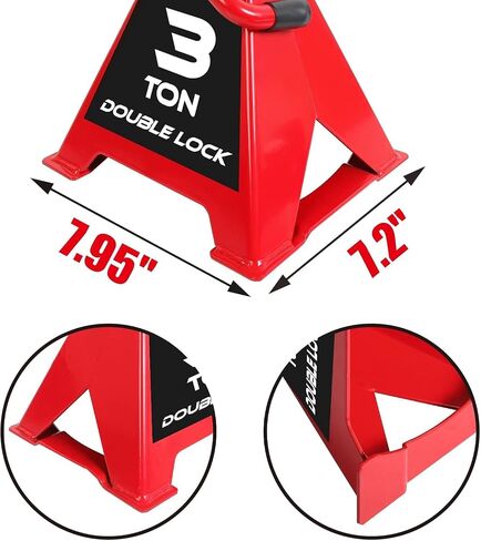 BIG RED Torin 3 Ton Steel Heavy Duty Jack Stands: Double Locking Pins - Red, 1 Pair (2 Pack) in Saudi Arabia