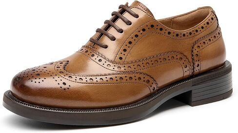 BEAU TODAY Women's Oxfords, Wingtip Brogue Dress Shoes for Women, Leather Lace-up Oxfords for Women, Comfortable Formal Business Office Work Vintage Oxfords Shoes in Saudi Arabia