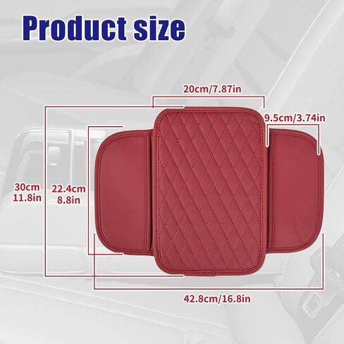 Universal Beige Car Center Console Cover with 2 Storage Bags, Leather Armrest Protector Cover Cushion Center Console Pad Storage Box Accessories for Most Vehicles in Saudi Arabia