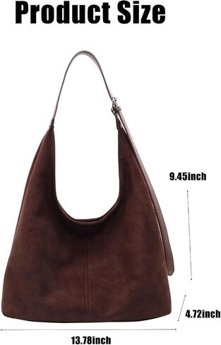 Suede Hobo Bag Slouchy Bags for Women Brown Tote Handbag Large Work Bag Retro Suede Shoulder Bag Travel Shopping Bag in Saudi Arabia