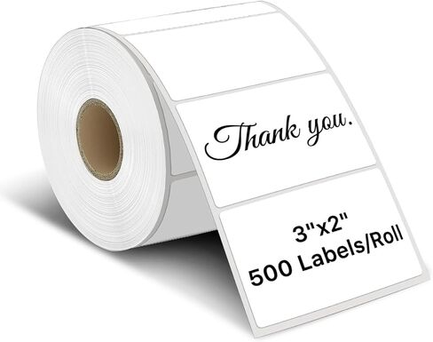 iEager 3" x 2" Thermal Label Stickers, Rectangle Labels for Label Printers, Self-Adhesive Thermal Stickers with Perforation Line, 500 Labels/Roll, White in Saudi Arabia