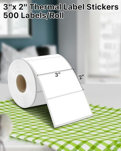 iEager 3" x 2" Thermal Label Stickers, Rectangle Labels for Label Printers, Self-Adhesive Thermal Stickers with Perforation Line, 500 Labels/Roll, White in Saudi Arabia