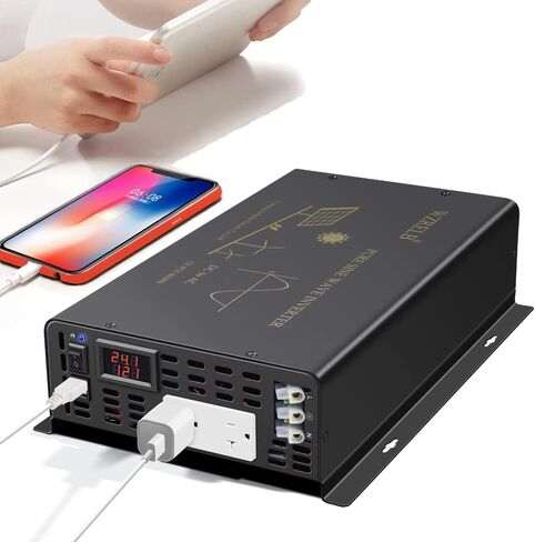 WZRELB 1500 واط محول موجة جيبية نقية مستمرة تيار مستمر 12 فولت إلى تيار متردد 120 فولت محول طاقة السيارة مع منافذ تيار متردد مزدوجة in Kuwait