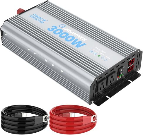 Power Inverter 3000 Watt, DC 12V to AC 110V 120V Converter Car Modified Sine Wave Power Inverter with Dual Sockets, USB Port, LED Display for RV Truck Boat Solar Car Emergency Off Grid in Saudi Arabia
