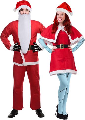 6 Pcs Christmas Nights Couple Costumes Accessories Men Santa Women Scar Costumes Skeleton Gloves for Christmas Halloween Movies Cosplay in Saudi Arabia